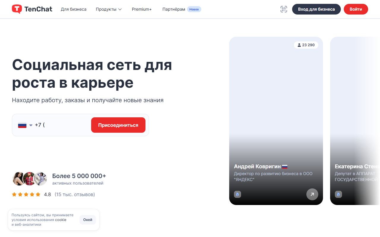 TenChat — снимок сайта