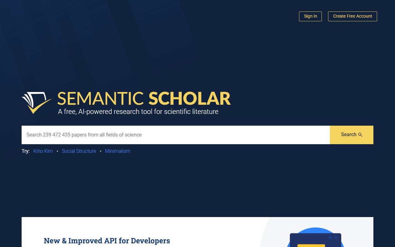 Semantic Scholar — снимок сайта