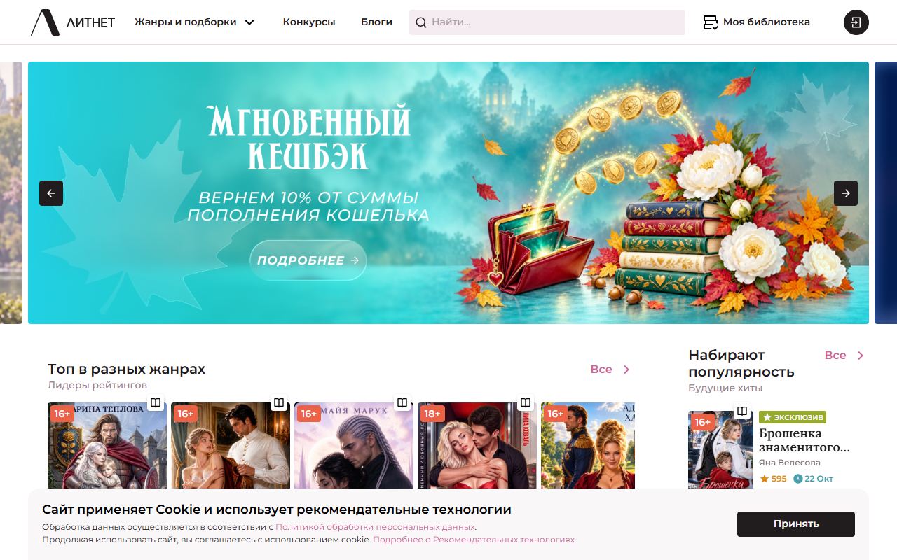 Литнет — снимок сайта