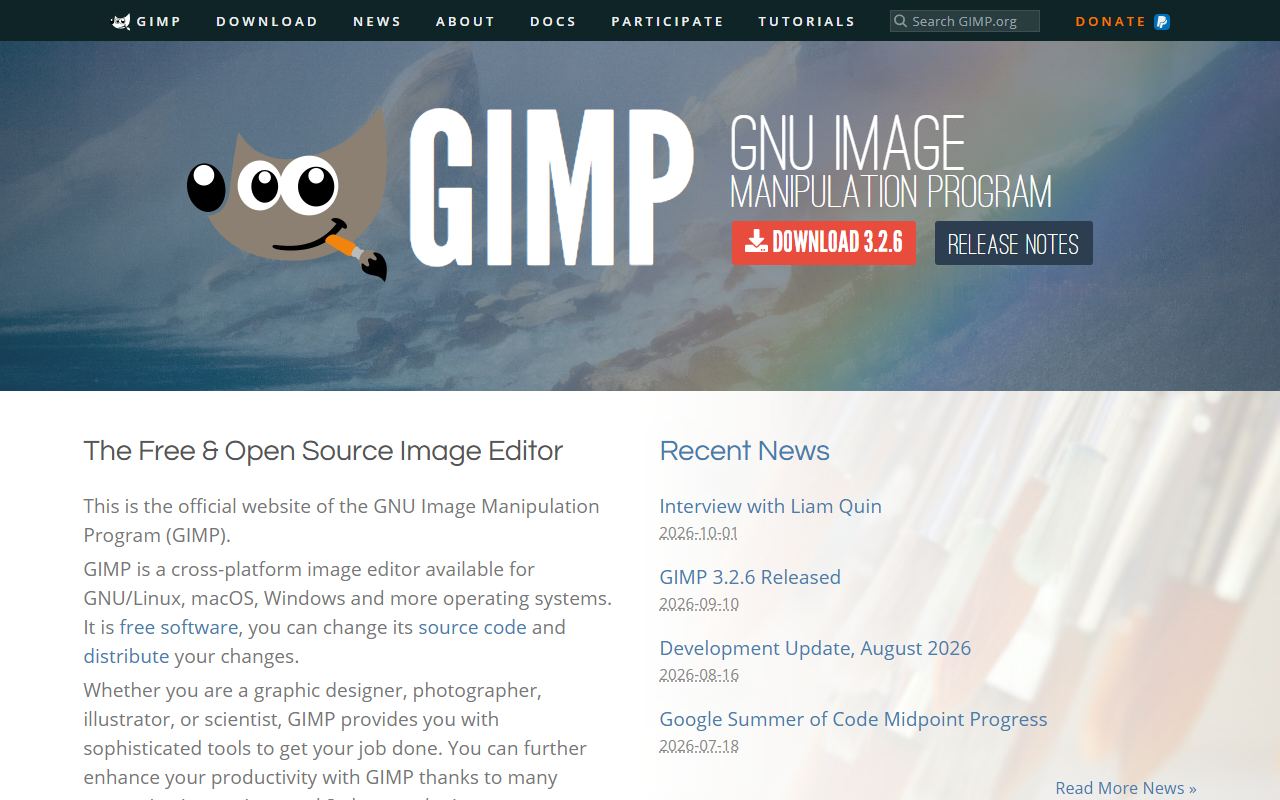 GIMP — снимок сайта