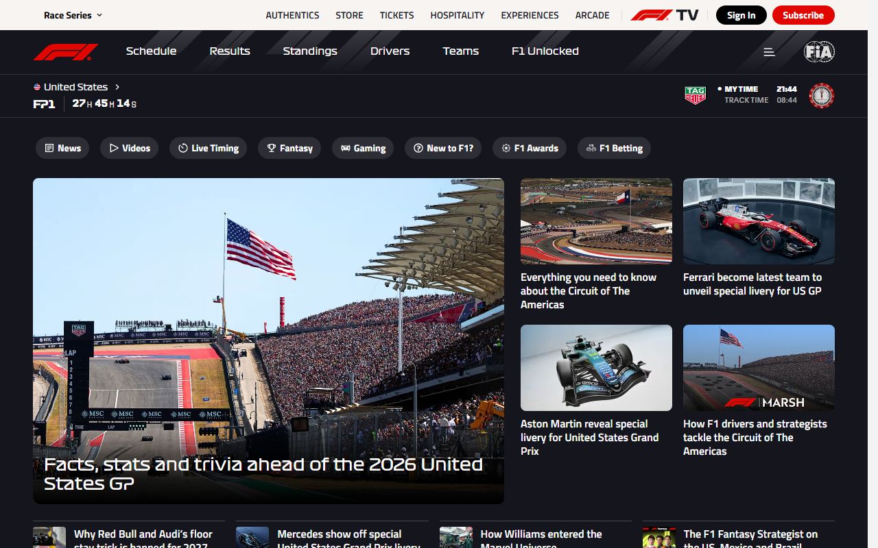 Formula 1 — снимок сайта