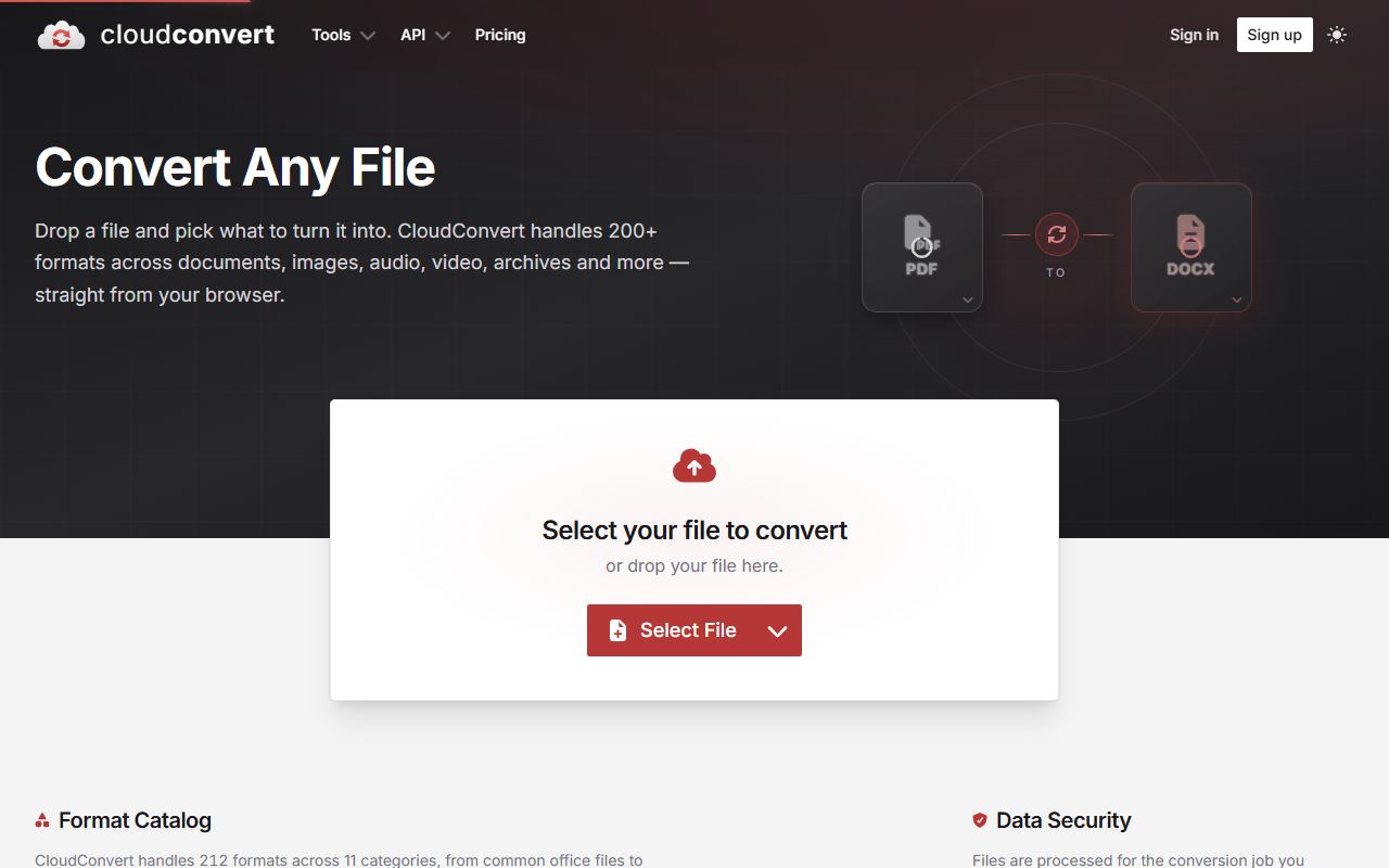 CloudConvert — снимок сайта