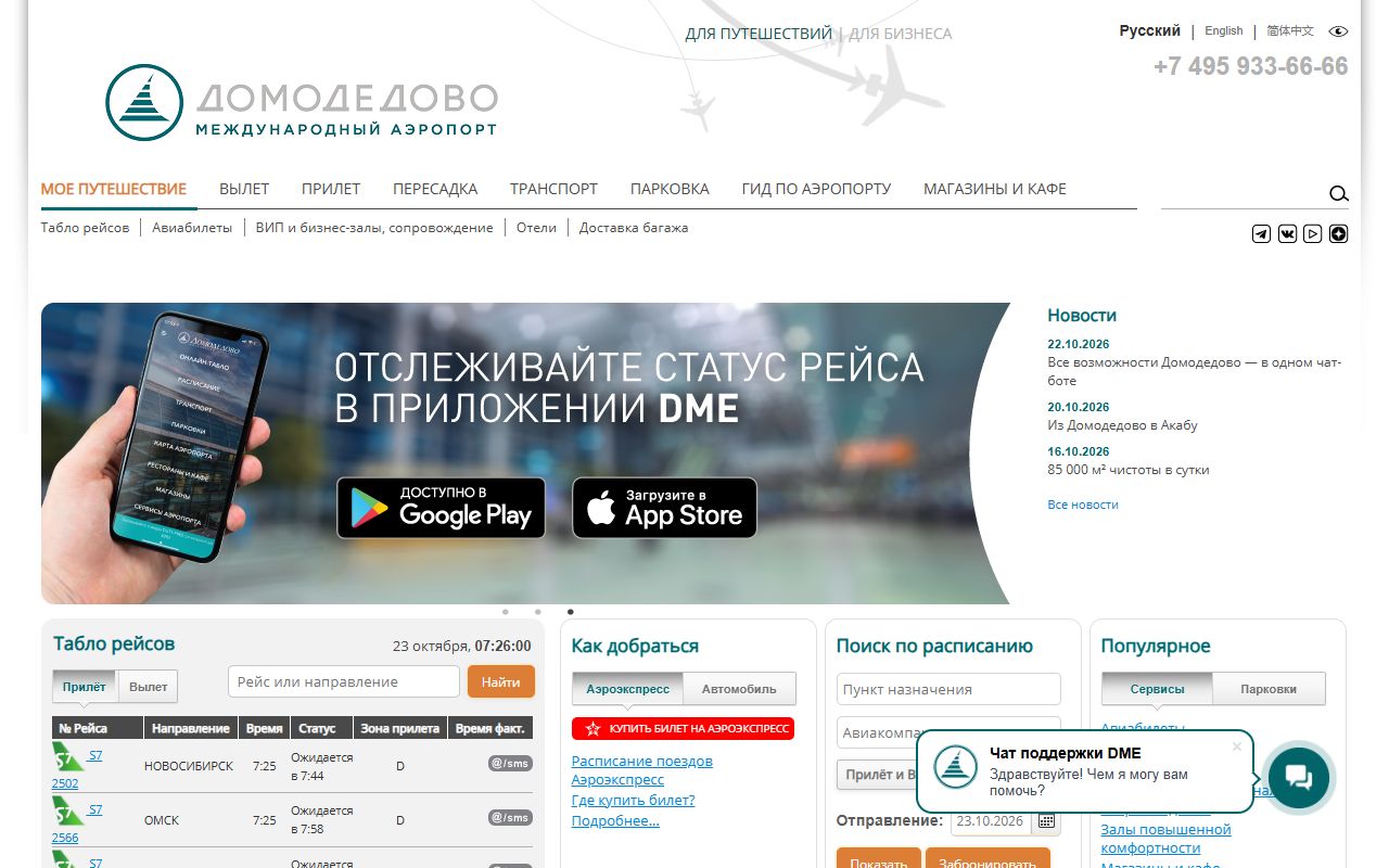 Домодедово — снимок сайта