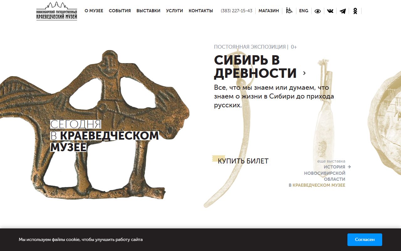Краеведческий музей Новосибирска — снимок сайта