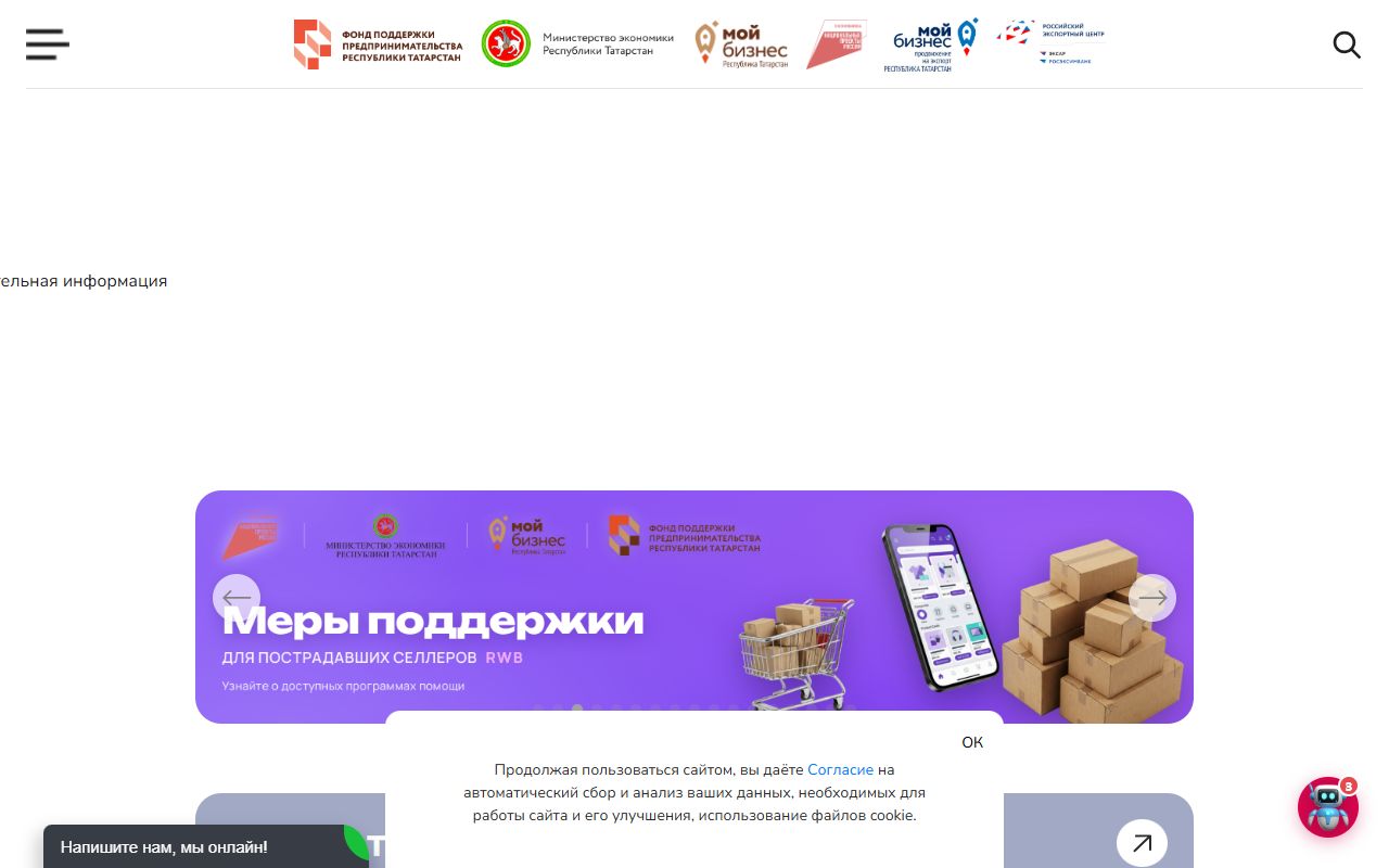 Мой бизнес Татарстан — снимок сайта