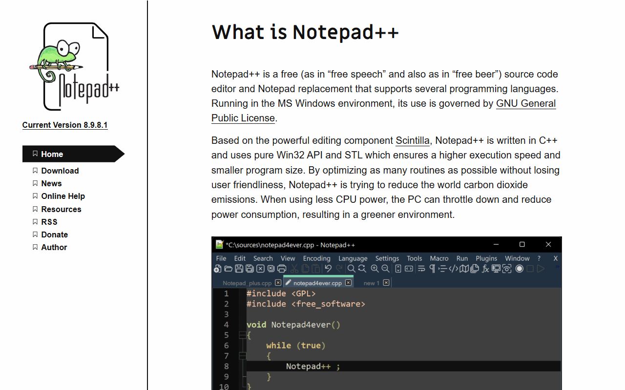 Notepad++ — снимок сайта