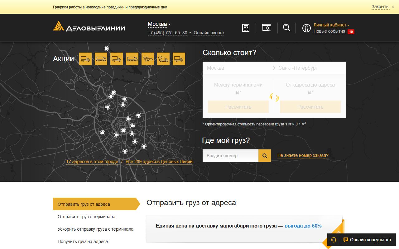 Деловые Линии — снимок сайта