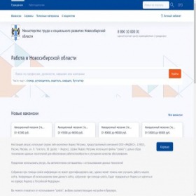 Минтруд и соцразвитие НСО — снимок сайта