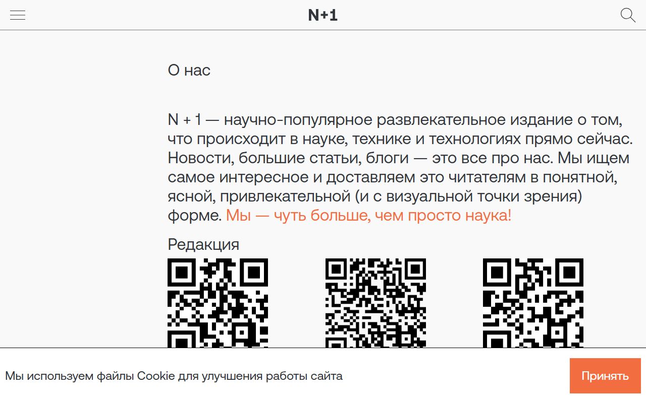 N + 1 — снимок сайта
