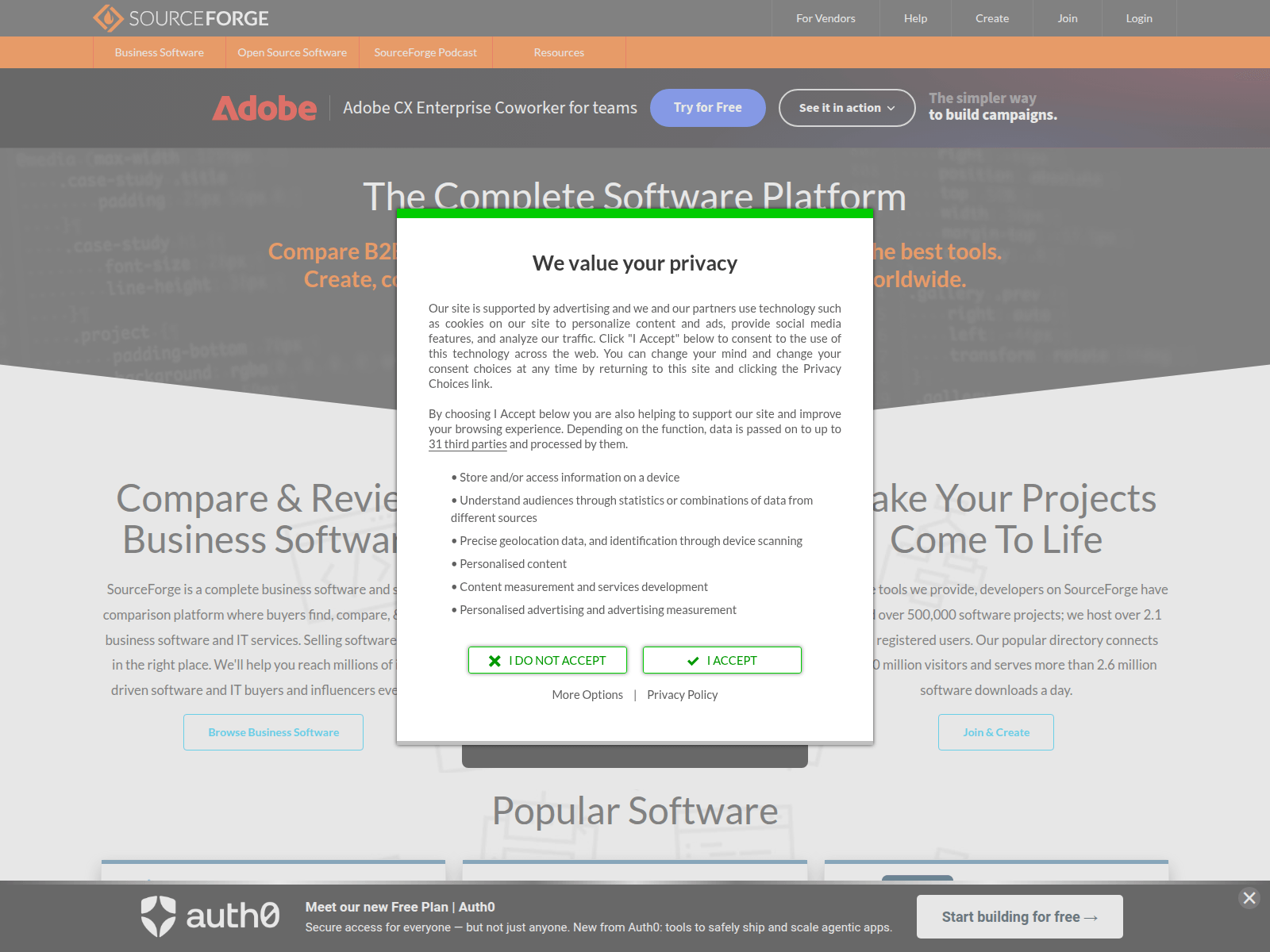 SourceForge — снимок сайта